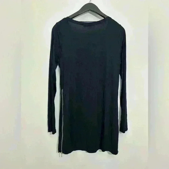 Belldini Dress Womens Medium Round Neck Long Sleeve Zip Sides Soft Black Viscose - Picture 2 of 7